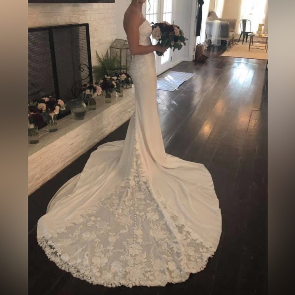 Pronovias Epico Wedding Dress & Veil Sz U. 0. Professionally cleaned & preserved - Picture 2 of 16
